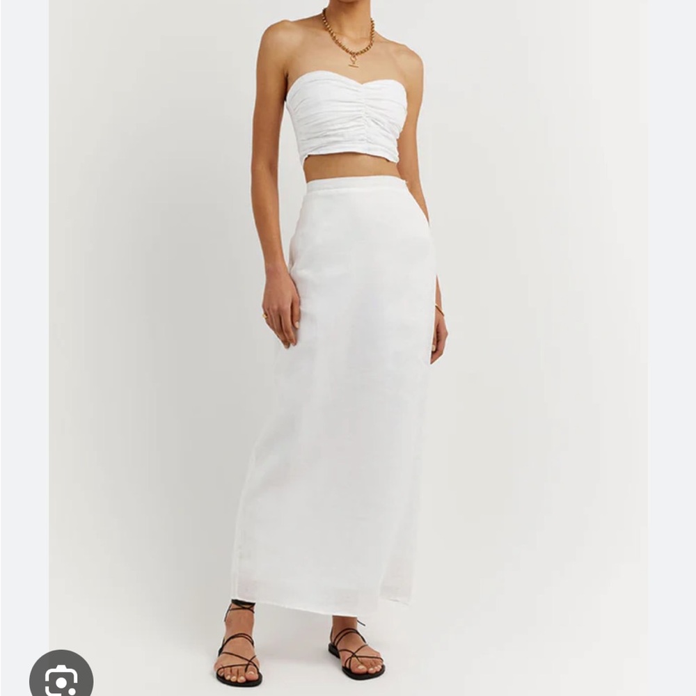 DISSH linen crop top and skirt set
